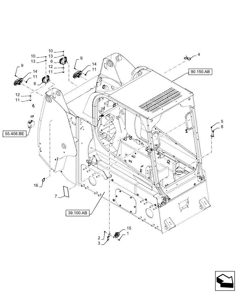 Схема запчастей Case TR340 - (55.408.010) - INSTRUMENTS & ELECTRICAL (55) - ELECTRICAL SYSTEMS