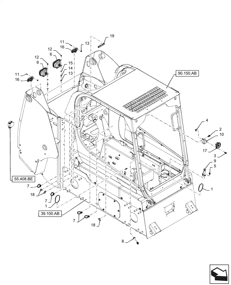 Схема запчастей Case TV380 - (55.408.AG) - HORN & BEACON RELATED PARTS (55) - ELECTRICAL SYSTEMS