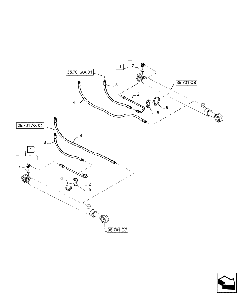 Схема запчастей Case TR310 - (35.701.AX[02]) - LOADER ARM, LINES (35) - HYDRAULIC SYSTEMS