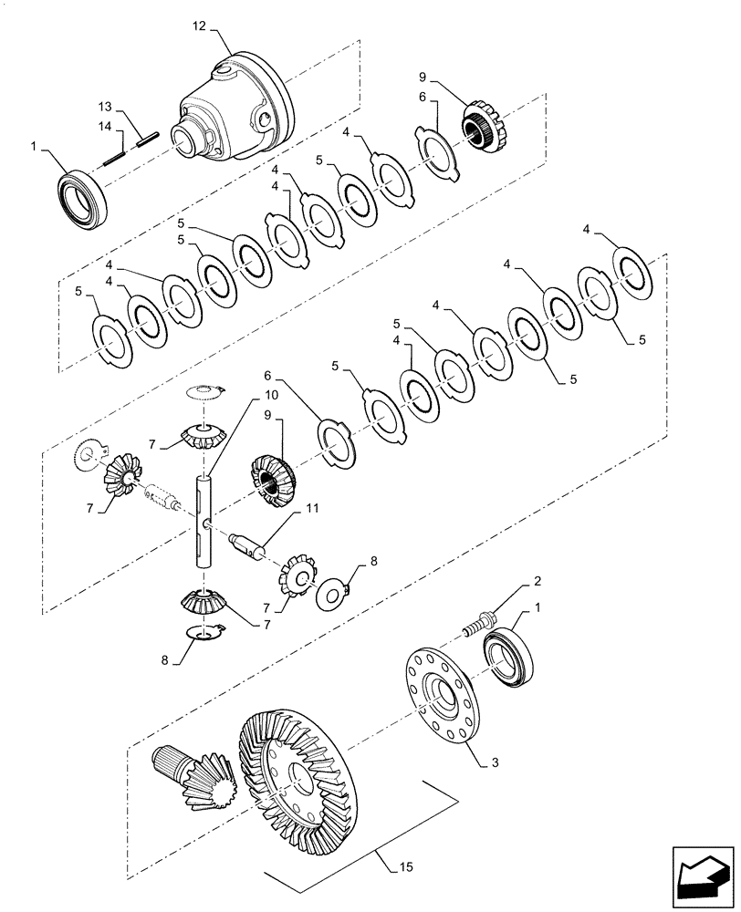 Схема запчастей Case 721F - (27.106.AC[01]) - DIFFERENTIAL ASSEMBLY, STANDARD (27) - REAR AXLE SYSTEM