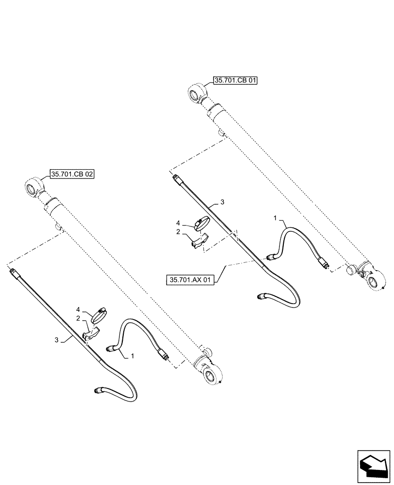 Схема запчастей Case SV280 - (35.701.AX[02]) - BOOM LINES (35) - HYDRAULIC SYSTEMS