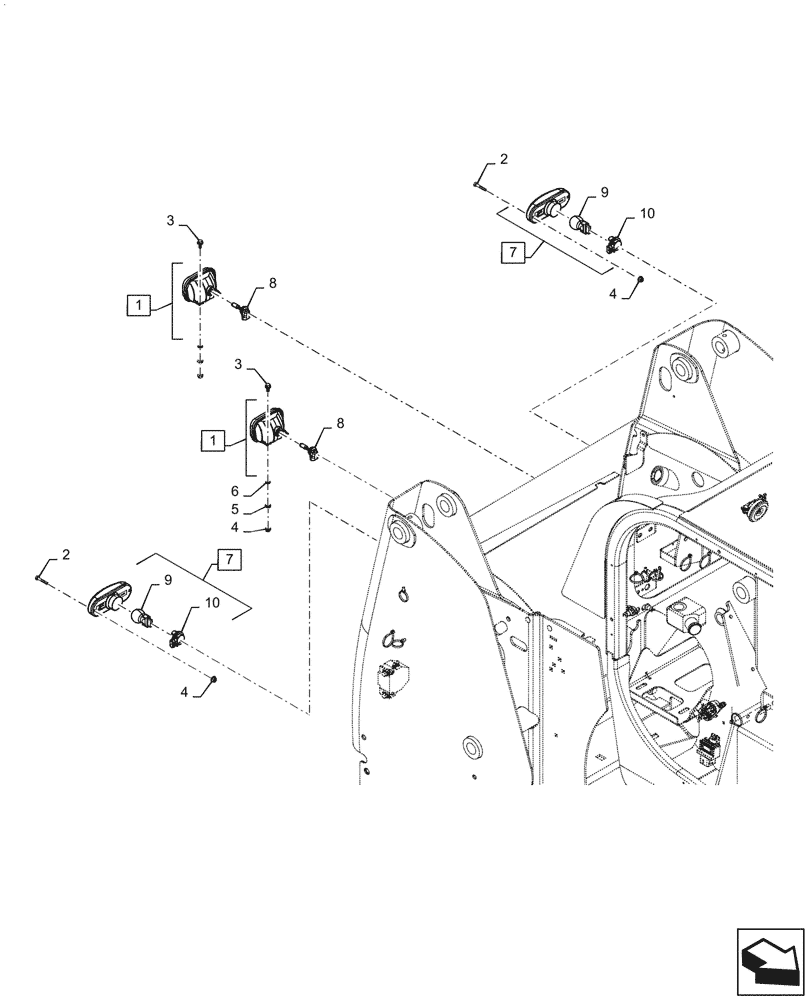 Схема запчастей Case TR310 - (55.404.BM) - REAR LIGHTS (55) - ELECTRICAL SYSTEMS