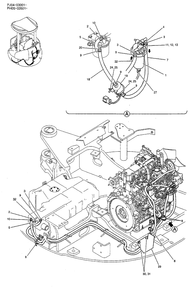 Схема запчастей Case CX50B - (02-013) - FUEL LINES (05) - SUPERSTRUCTURE