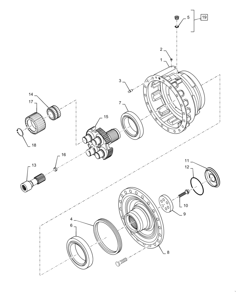 Схема запчастей Case 721G - (27.120.010) - VAR - 782122 - FINAL DRIVE ASSEMBLY, STANDARD (27) - REAR AXLE SYSTEM