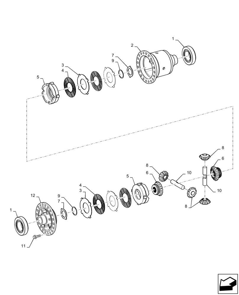 Схема запчастей Case 721G - (25.102.010) - VAR - 782122 - DIFFERENTIAL ASSEMBLY, STANDARD (25) - FRONT AXLE SYSTEM