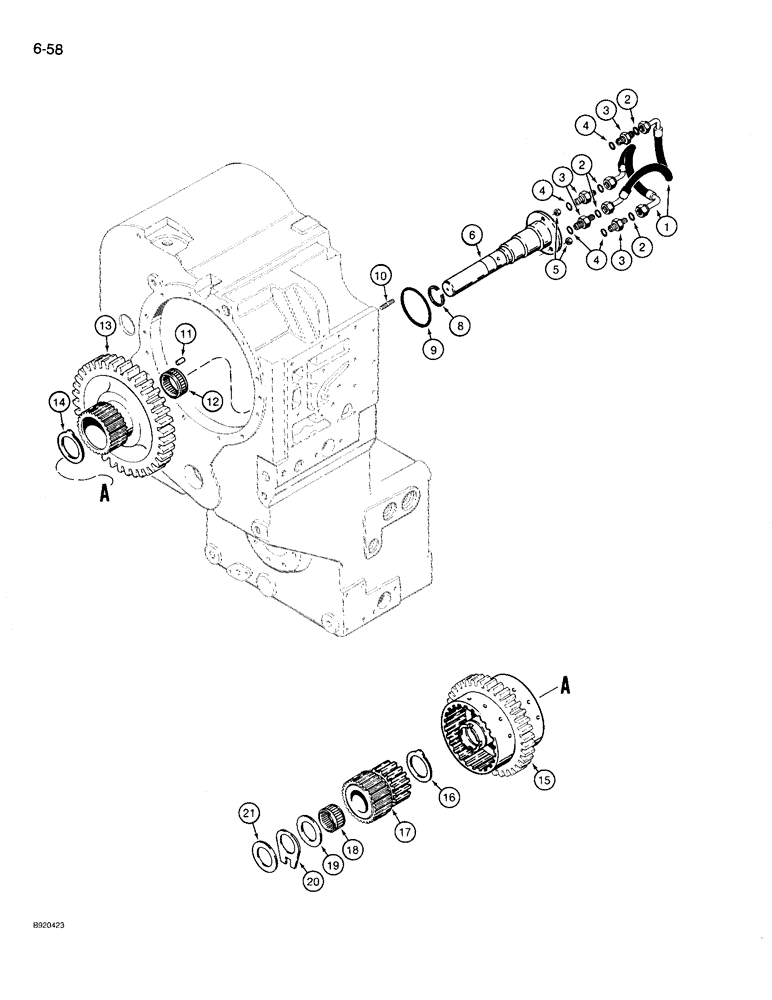 Схема запчастей Case 721 - (6-58) - TRANSMISSION ASSEMBLY, THIRD AND FOURTH CLUTCHES, P.I.N. JAK0022758 & AFTER (06) - POWER TRAIN