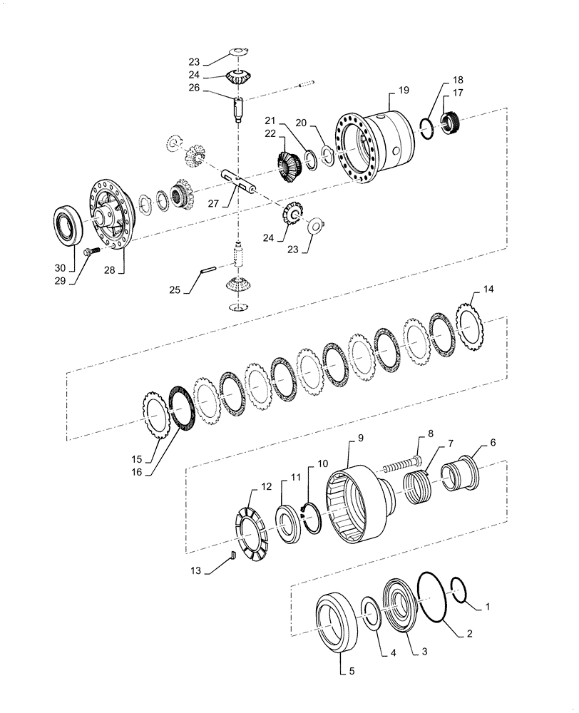 Схема запчастей Case 721G - (25.102.020[01]) - VAR - 424235 - DIFFERENTIAL ASSEMBLY, HEAVY DUTY (25) - FRONT AXLE SYSTEM