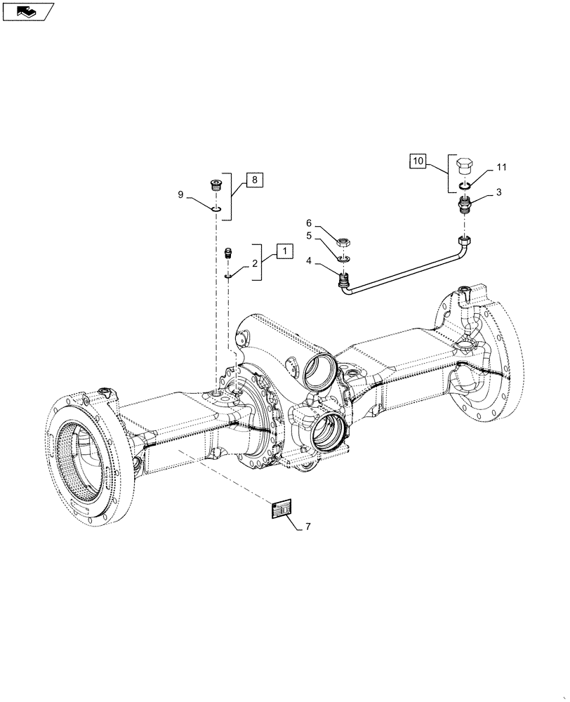 Схема запчастей Case 621F - (33.202.AP[03]) - BRAKE LINE INSTALLATION, STANDARD AND HEAVY DUTY AXLES (33) - BRAKES & CONTROLS