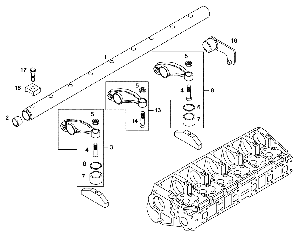 Схема запчастей Case 327B - (01A00000286[001]) - ROCKER ARM INSTAL (87522006) (01) - ENGINE