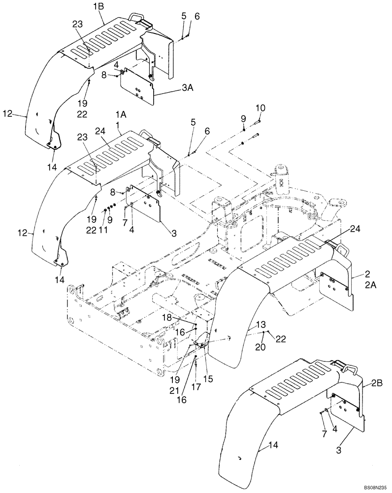 Схема запчастей Case 621E - (09-34) - FENDERS, REAR - WIDE (09) - CHASSIS