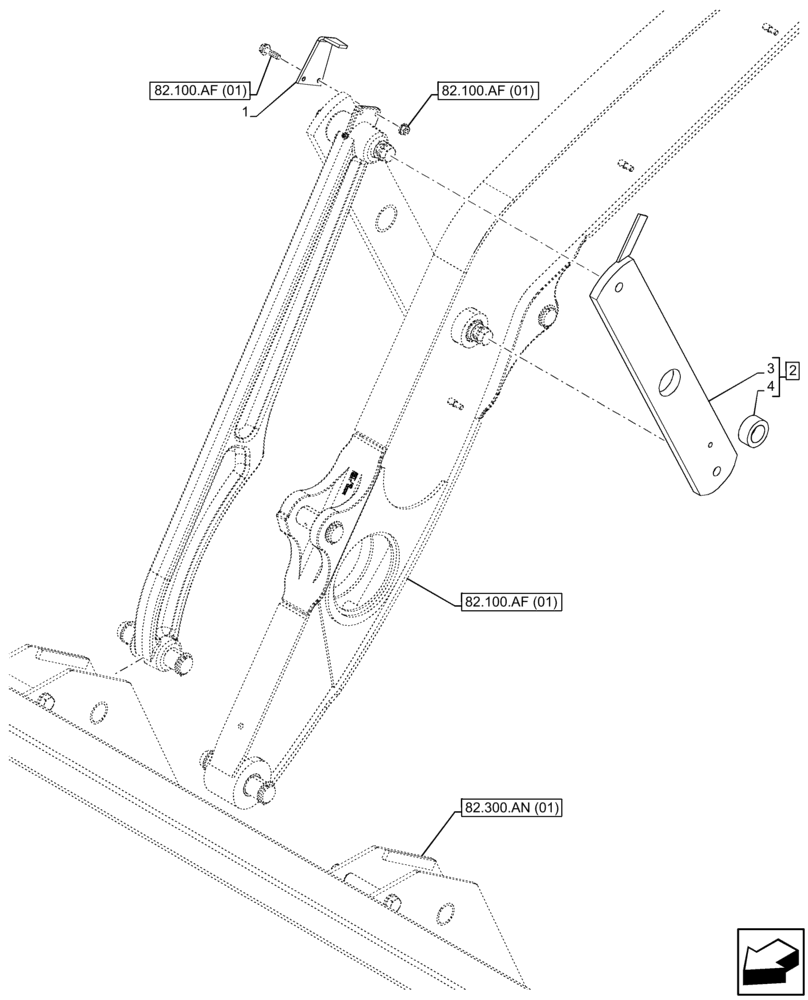 Схема запчастей Case 580N EP - (82.100.AF[02]) - VAR - 423079, 742242, 747539, 747657 - LOADER ARM, LINK - END S/N NGC729079 (82) - FRONT LOADER & BUCKET