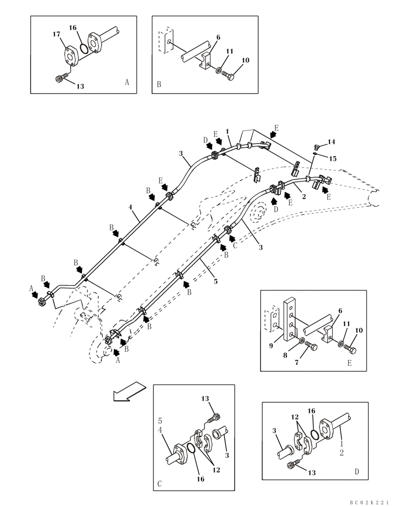 Схема запчастей Case CX460 - (08-59) - HYDRAULICS, AUXILIARY - BOOM LINE (08) - HYDRAULICS