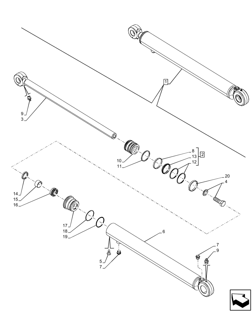 Схема запчастей Case 580SN - (35.701.CB[02]) - BUCKET CYLINDER, COMPONENTS (35) - HYDRAULIC SYSTEMS