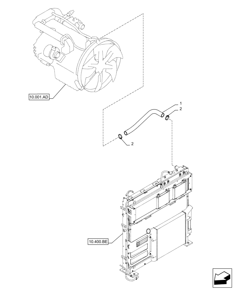 Схема запчастей Case CX350D LC - (10.400.AQ) - RADIATOR, WATER PUMP, HOSE (10) - ENGINE