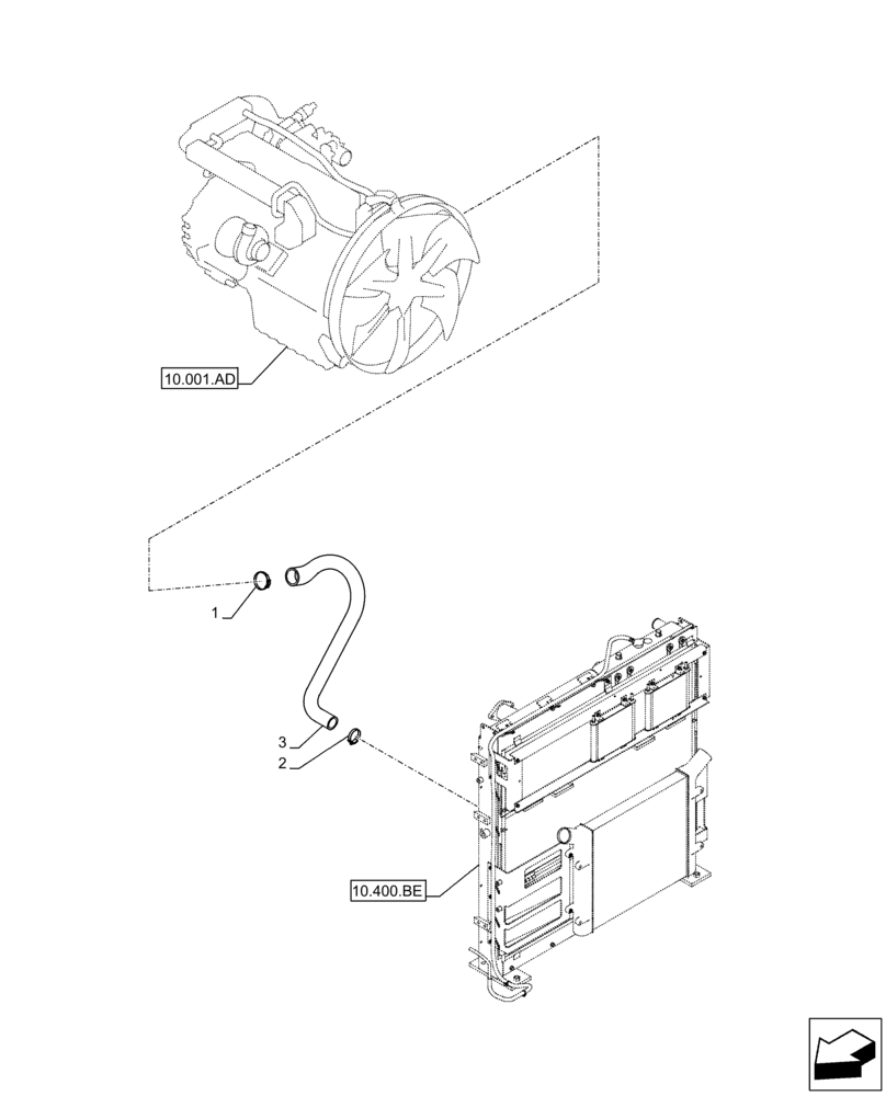 Схема запчастей Case CX350D LC - (10.400.AP) - RADIATOR HOSE (10) - ENGINE