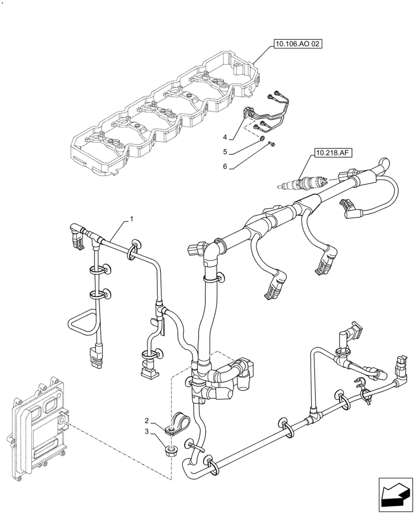 Схема запчастей Case F4DFE6132 B007 - (55.010.AA) - INJECTION WIRING HARNESS (55) - ELECTRICAL SYSTEMS