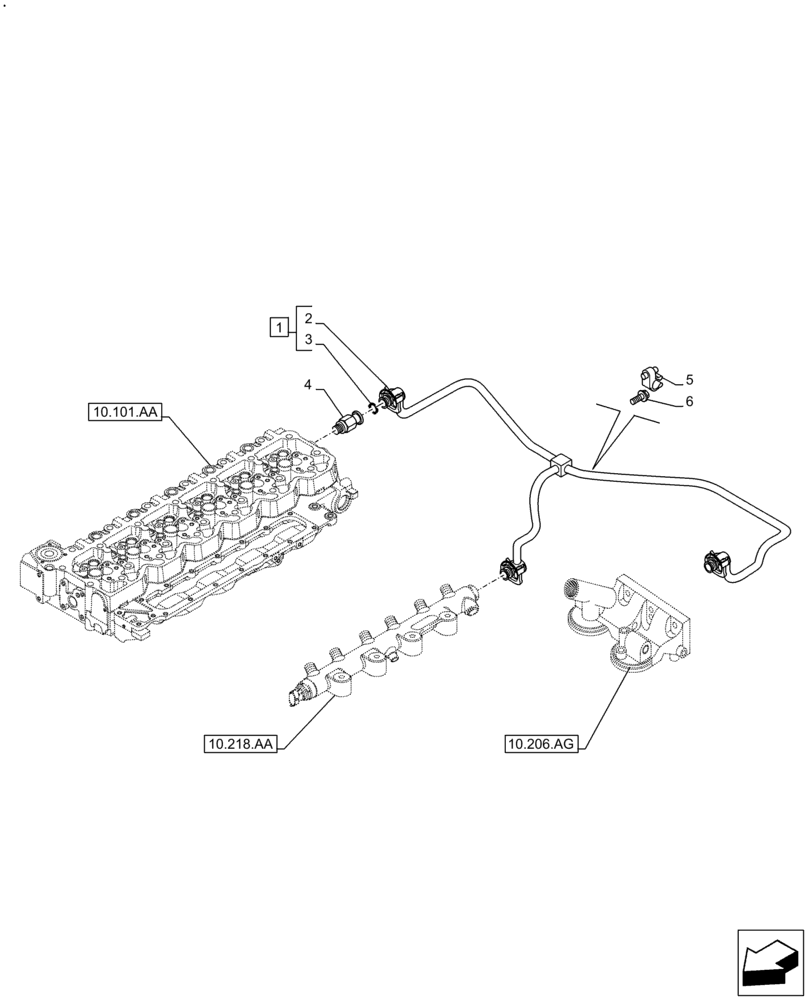 Схема запчастей Case F4DFE6132 B007 - (10.218.AI[02]) - INJECTION FUEL LINES (10) - ENGINE