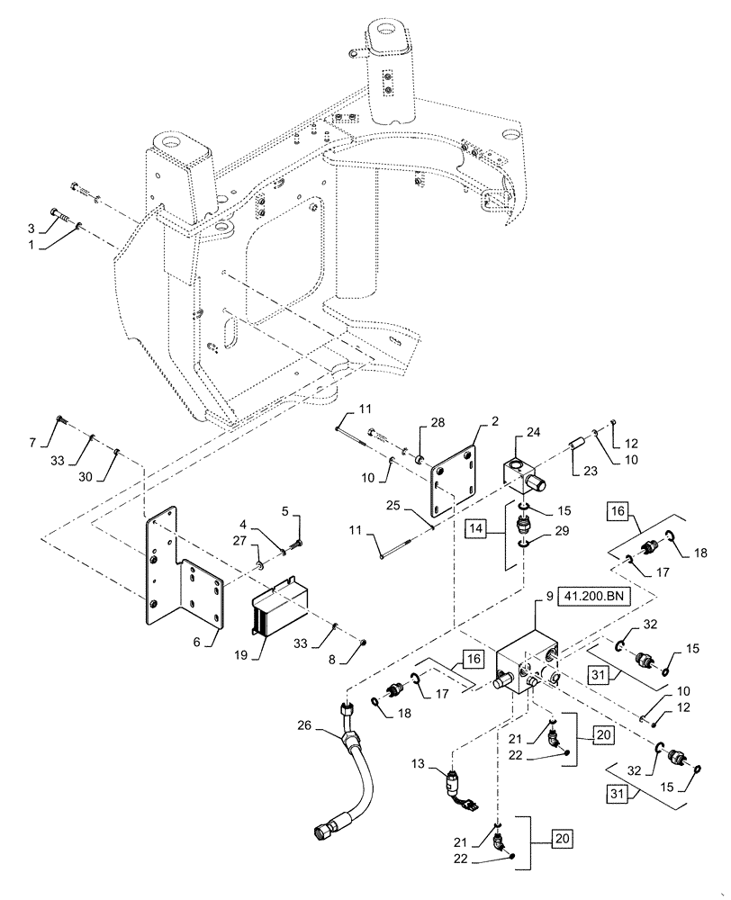 Схема запчастей Case 621F - (41.910.AC) - AUXILIARY STEERING MANIFOLD VALVE INSTALLATION (41) - STEERING