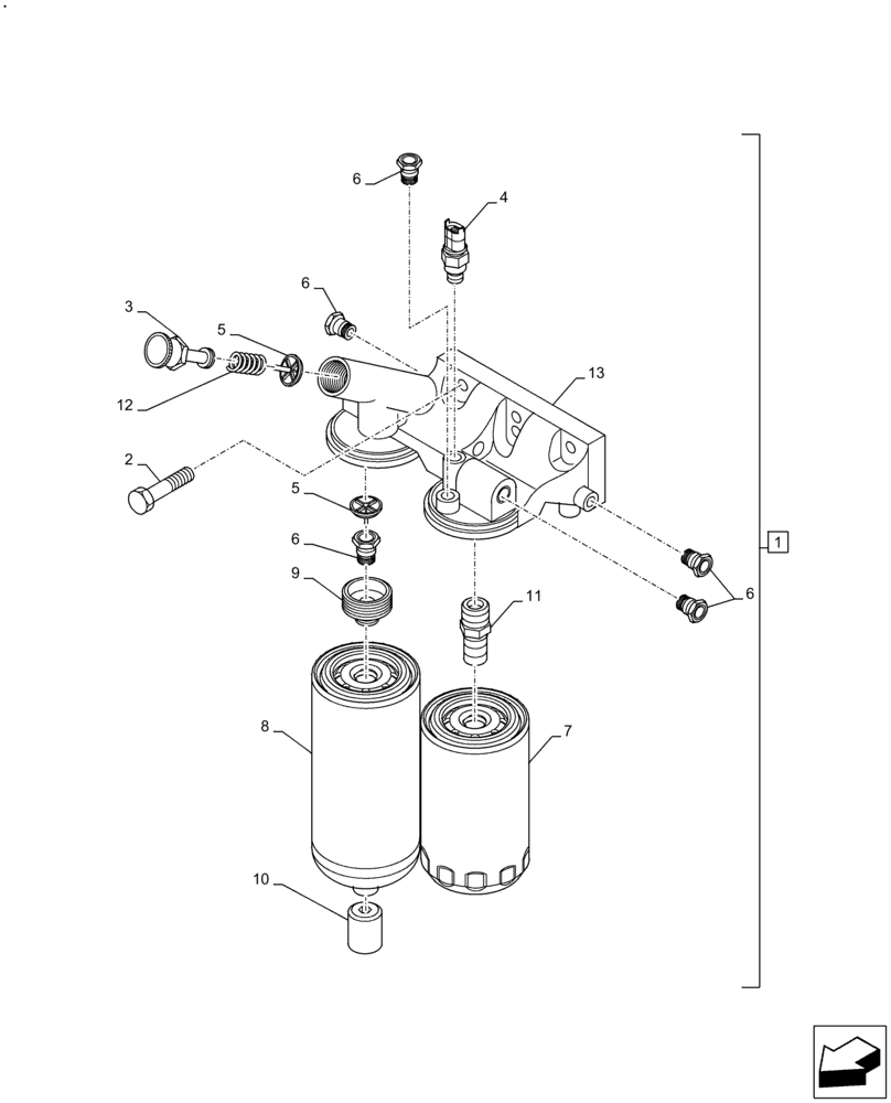 Схема запчастей Case F4DFE6132 B007 - (10.206.AG) - FUEL FILTERS (10) - ENGINE