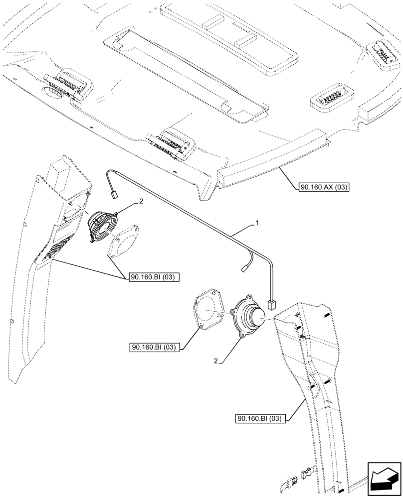 Схема запчастей Case 590SN - (55.512.AA[04]) - VAR - 442083 - CAB, SPEAKER WIRE (55) - ELECTRICAL SYSTEMS