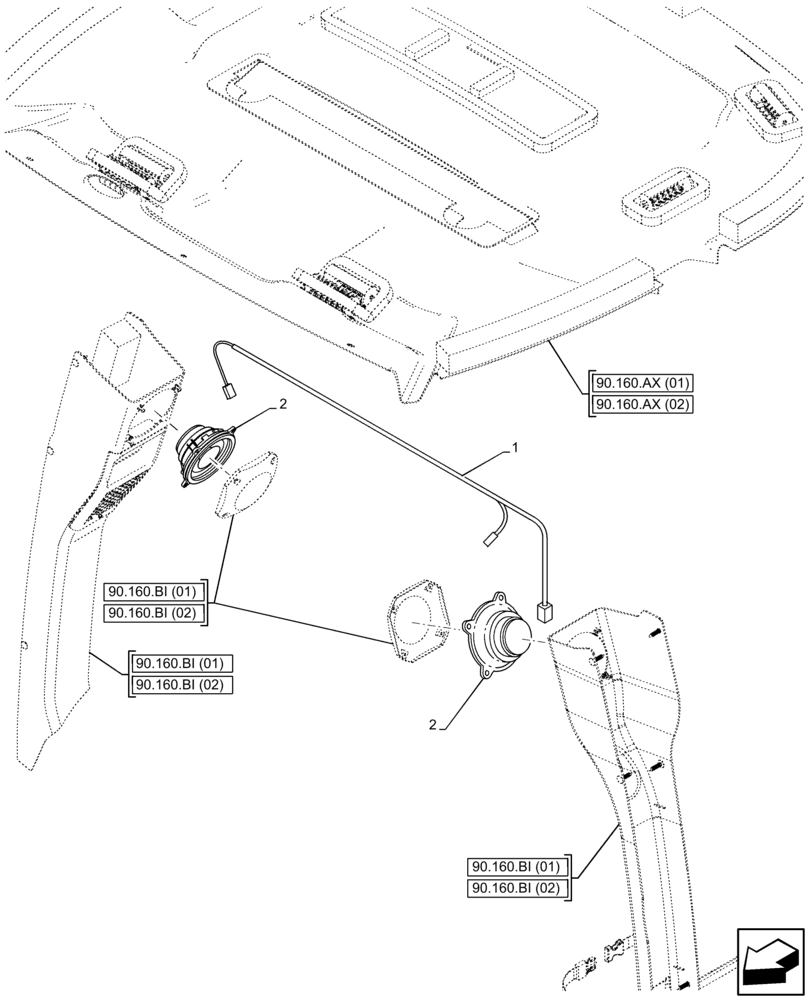 Схема запчастей Case 580SN - (55.512.AA[03]) - VAR - 442083 - CAB, SPEAKER WIRE (55) - ELECTRICAL SYSTEMS