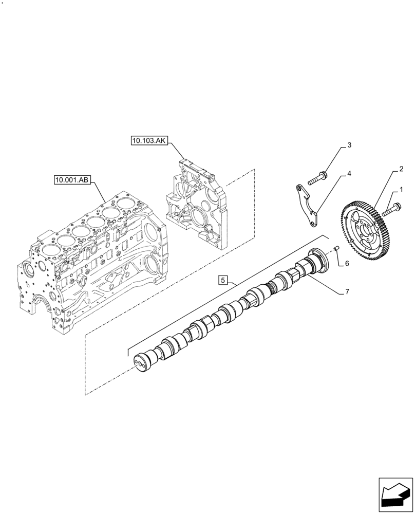 Схема запчастей Case F4DFE6132 B007 - (10.106.AA) - CAMSHAFT (10) - ENGINE