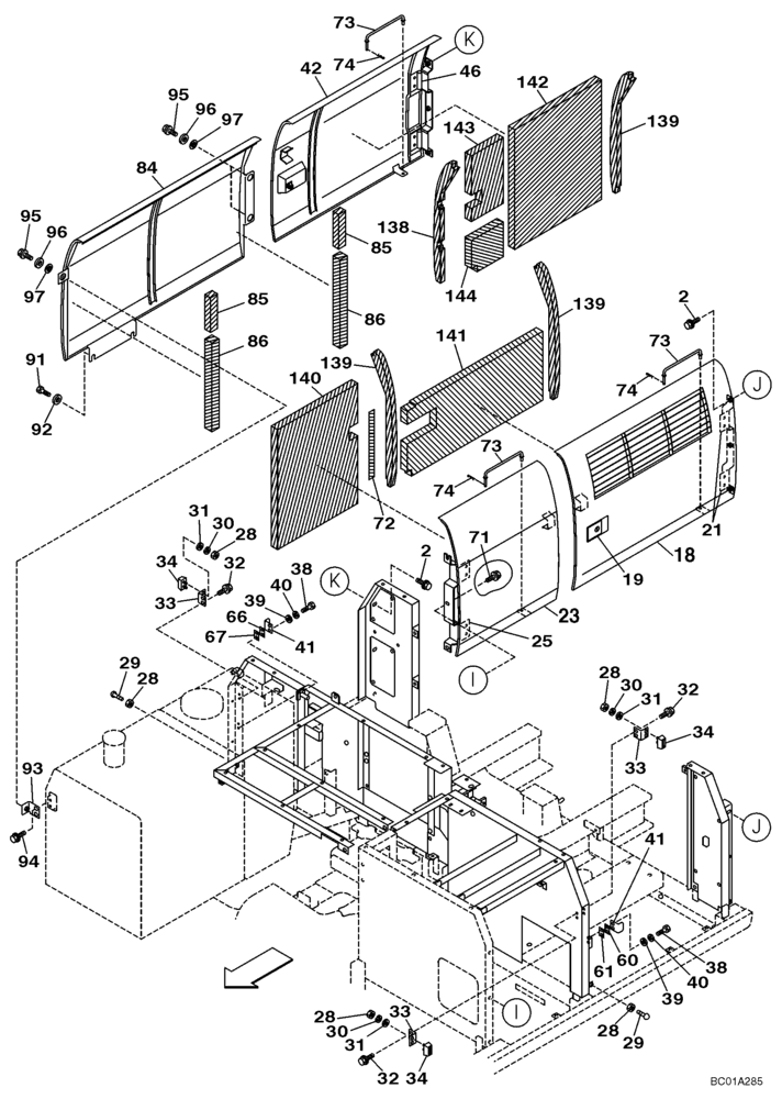 Схема запчастей Case CX210LR - (09-06) - ACCESS DOOR - SOUNDPROOTING (09) - CHASSIS