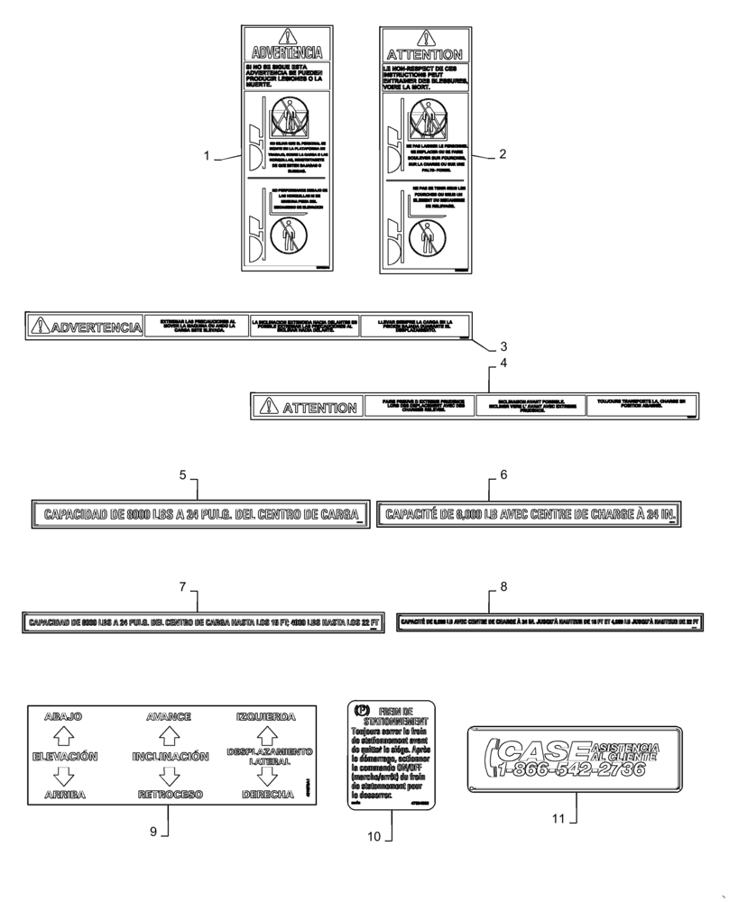 Схема запчастей Case 588H - (90.108.AB[08]) - VAR - 747882, 747883 - DECALS COMMON SPANISH AND FRENCH CANADIAN (90) - PLATFORM, CAB, BODYWORK AND DECALS