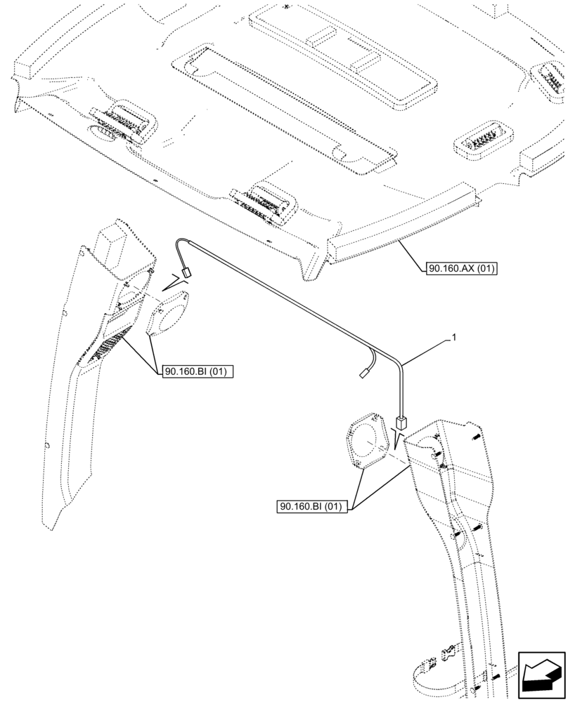 Схема запчастей Case 580N EP - (55.512.AA[02]) - CAB, SPEAKER WIRE (55) - ELECTRICAL SYSTEMS