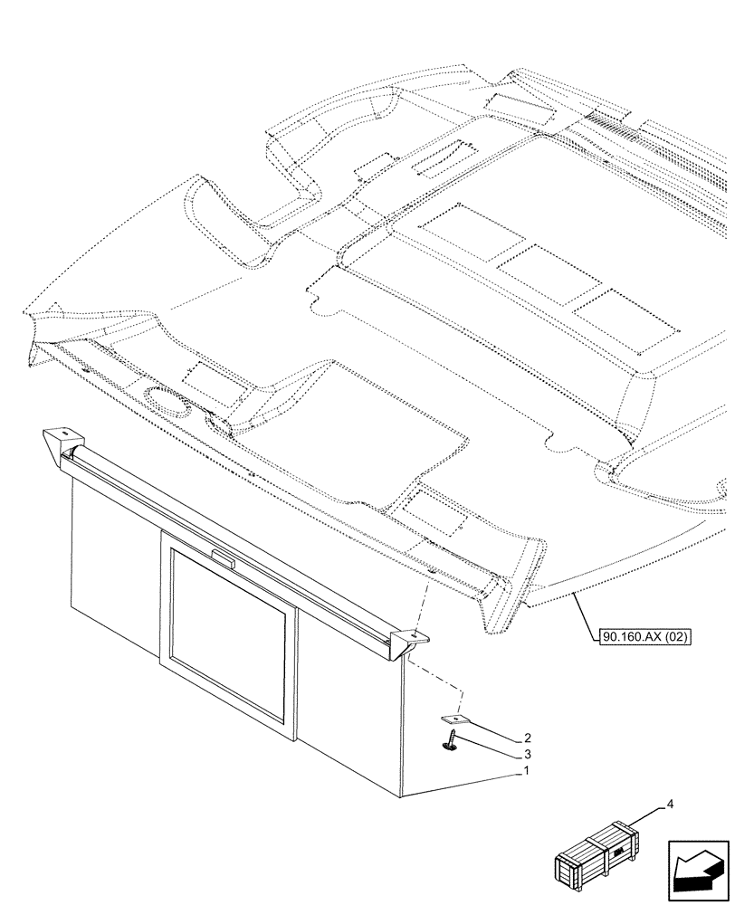 Схема запчастей Case 590SN - (90.151.AE[01]) - VAR - 442083 - SUN VISOR (90) - PLATFORM, CAB, BODYWORK AND DECALS