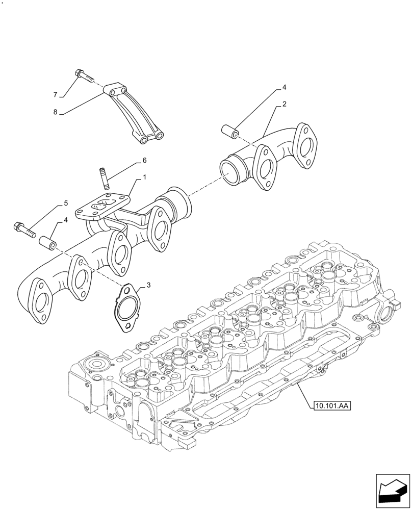 Схема запчастей Case F4DFE6132 B007 - (10.254.AC) - EXHAUST MANIFOLD (10) - ENGINE