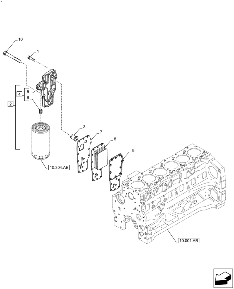 Схема запчастей Case F4DFE6132 B007 - (10.408.AC) - HEAT EXCHANGER (10) - ENGINE