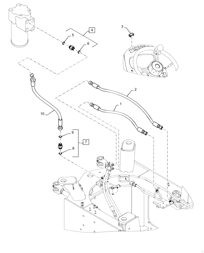 Схема запчастей Case 621F - (41.200.BO) - AUXILIARY STEERING LINES NO JOYSTICK (41) - STEERING