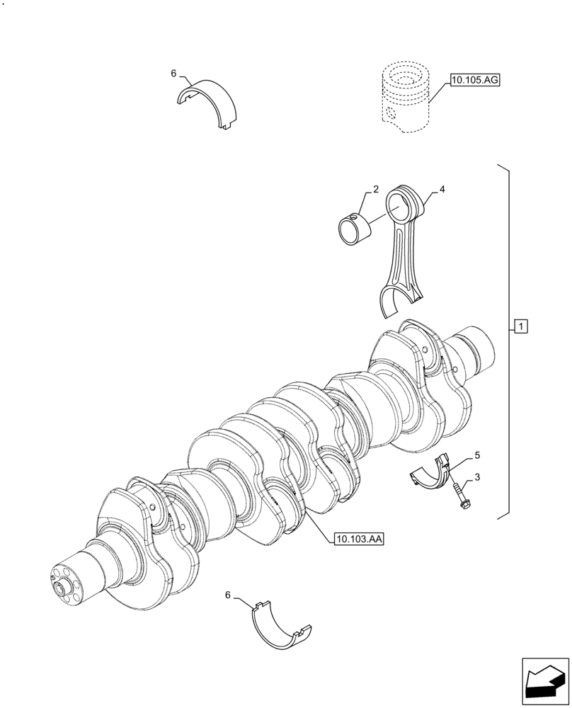 Схема запчастей Case F4DFE6132 B007 - (10.105.AB) - CONNECTING ROD & PISTON (10) - ENGINE