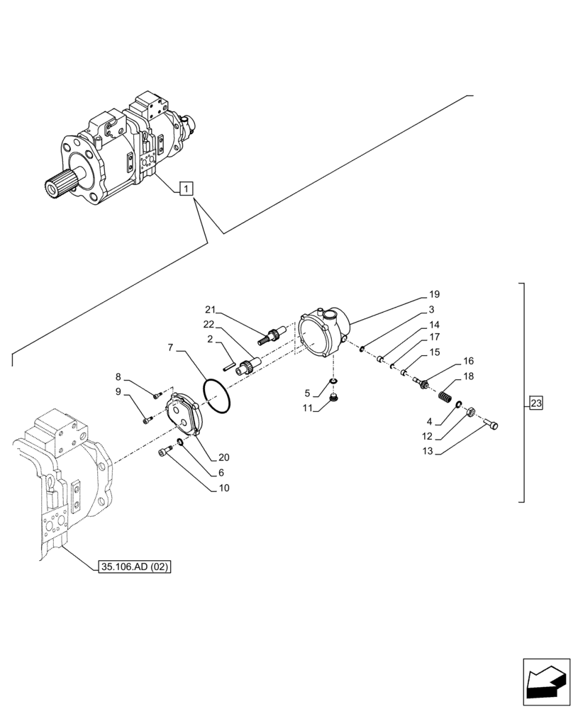 Схема запчастей Case CX350D LC - (35.357.AC[01]) - HYDRAULIC PUMP, PILOT (35) - HYDRAULIC SYSTEMS