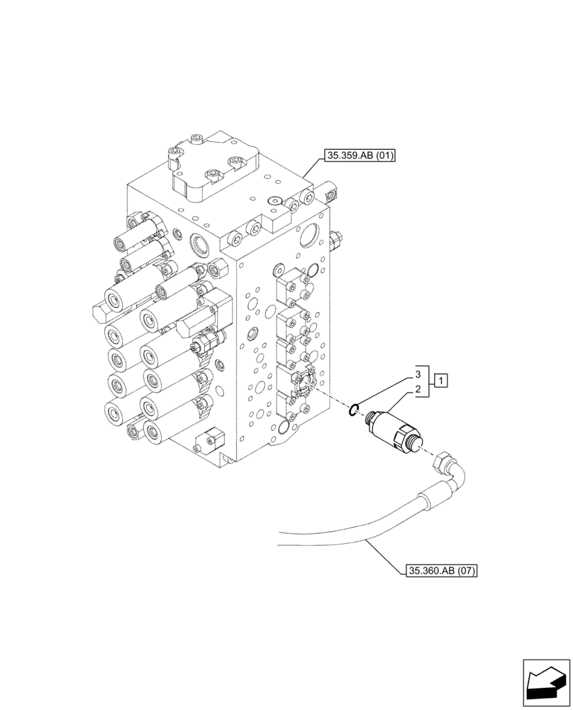 Схема запчастей Case CX250D LC - (35.360.AA[02]) - VAR - 461871 - RELIEF VALVE, AUXILIARY CIRCUIT, SHEARS, W/ ELECTRICAL PROPORTIONAL CONTROL (35) - HYDRAULIC SYSTEMS