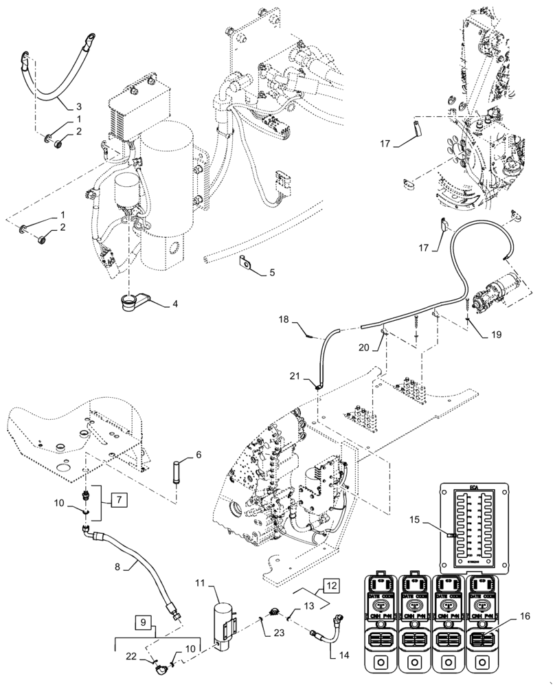 Схема запчастей Case 621F - (41.910.AB) - AUXILIARY STEERING MOTOR AND FUSES (41) - STEERING