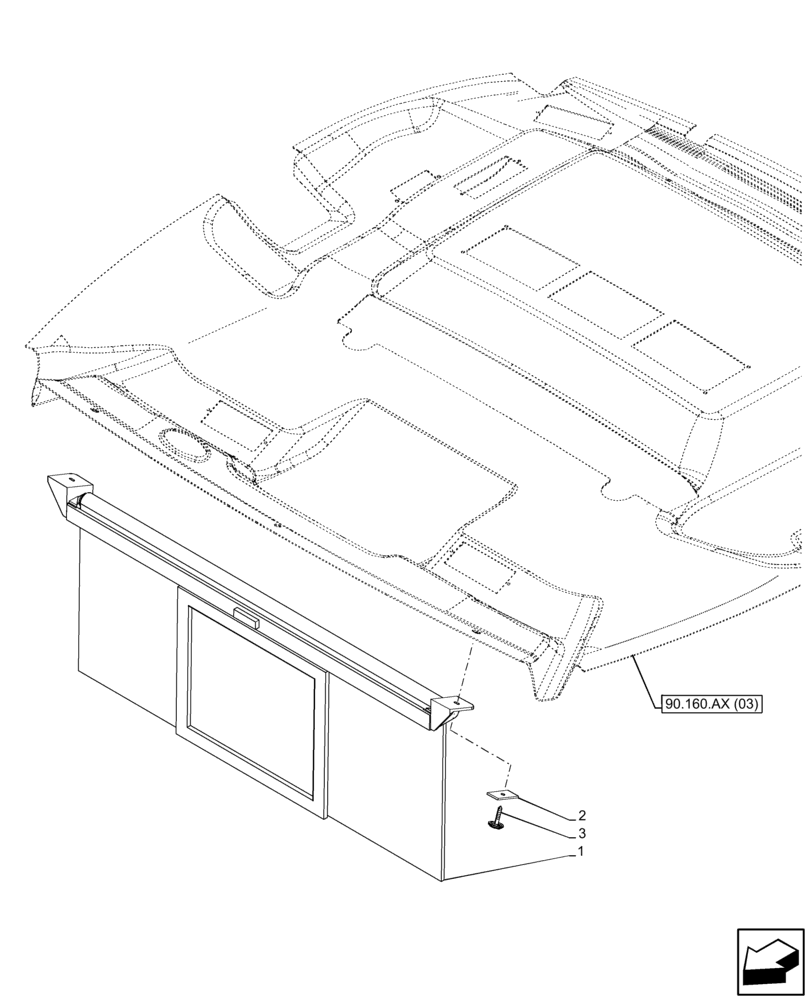 Схема запчастей Case 590SN - (90.151.AE[03]) - VAR - 442083 - SUN VISOR (90) - PLATFORM, CAB, BODYWORK AND DECALS