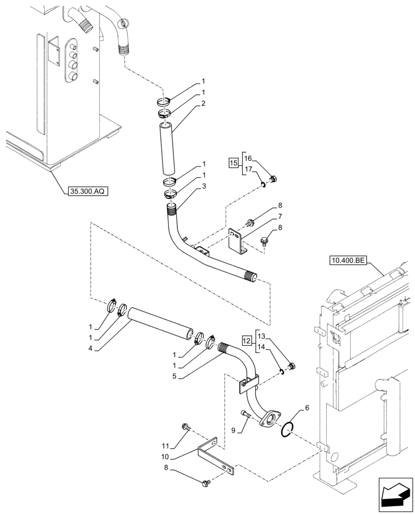 Схема запчастей Case CX350D LC - (35.300.BC[03]) - OIL COOLER LINE (35) - HYDRAULIC SYSTEMS