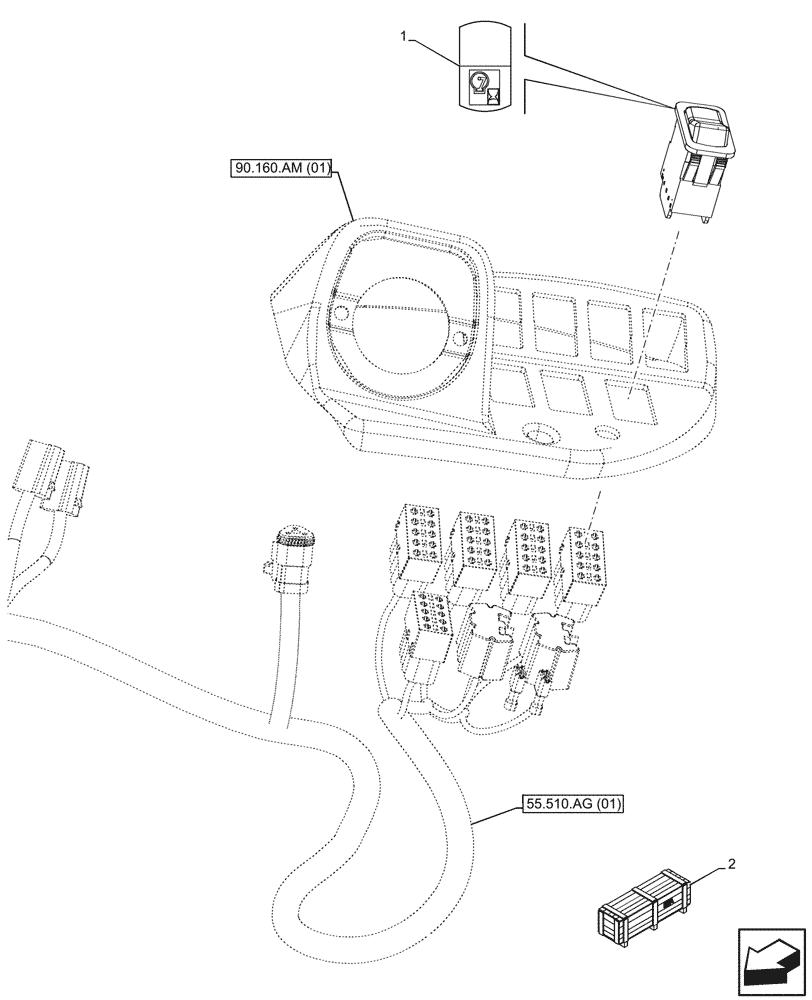 Схема запчастей Case 590SN - (55.525.AG) - VAR - 745171 - SPEED LIMITER, W/ DECEL, SWITCH (55) - ELECTRICAL SYSTEMS