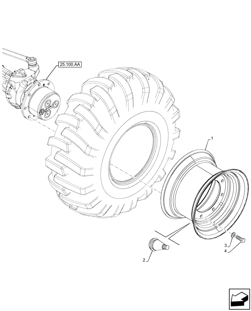 Схема запчастей Case 590SN - (44.511.AE) - VAR - 9200012, 423017 - WHEEL, FRONT 14 X 17.5 10PR - 4WD (44) - WHEELS