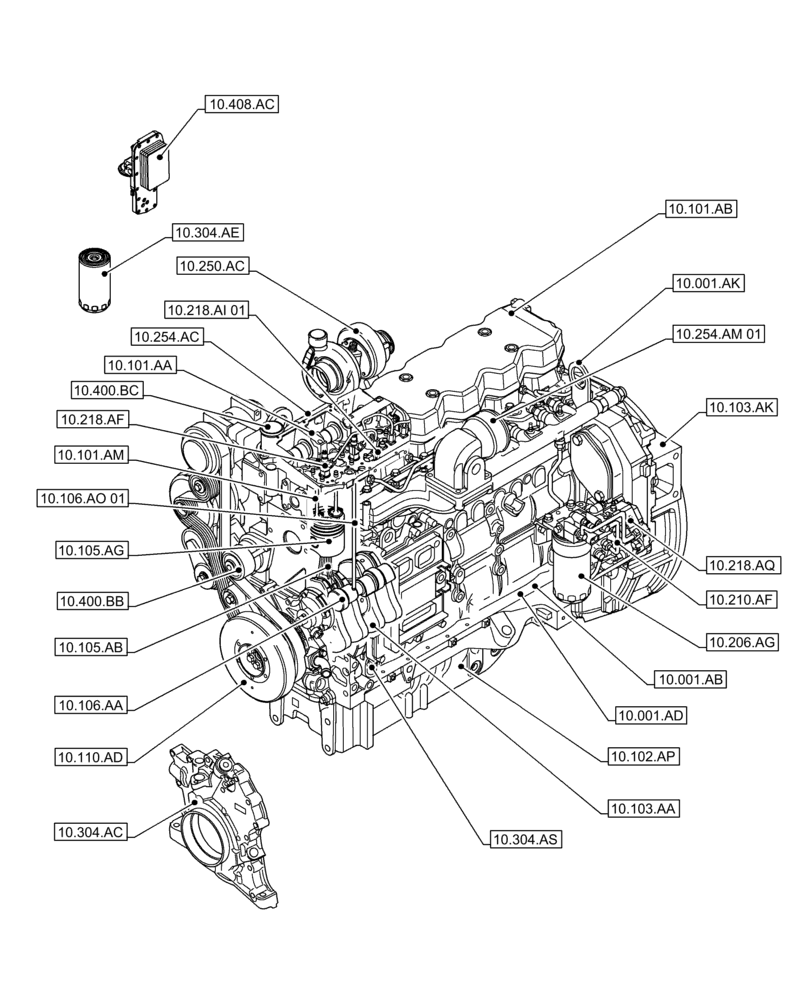 Схема запчастей Case F4DFE6132 B007 - (00.000.10) - PICTORIAL INDEX - ENGINE (00) - GENERAL & PICTORIAL INDEX
