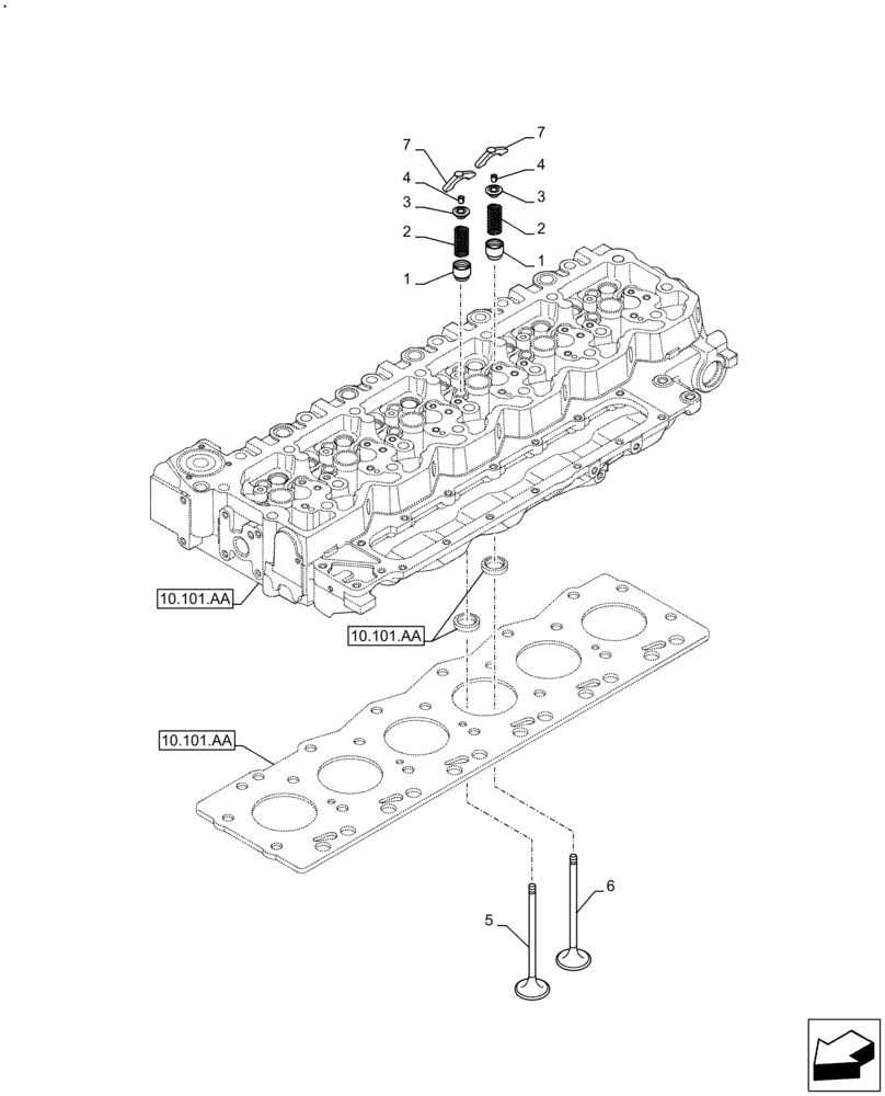 Схема запчастей Case F4DFE6132 B007 - (10.101.AM) - VALVES (10) - ENGINE