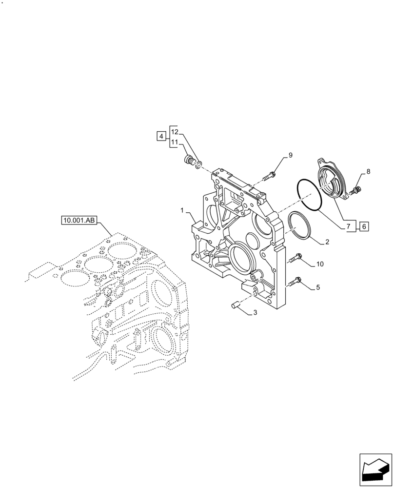 Схема запчастей Case F4DFE6132 B007 - (10.103.AK) - FLYWHEEL HOUSING (10) - ENGINE