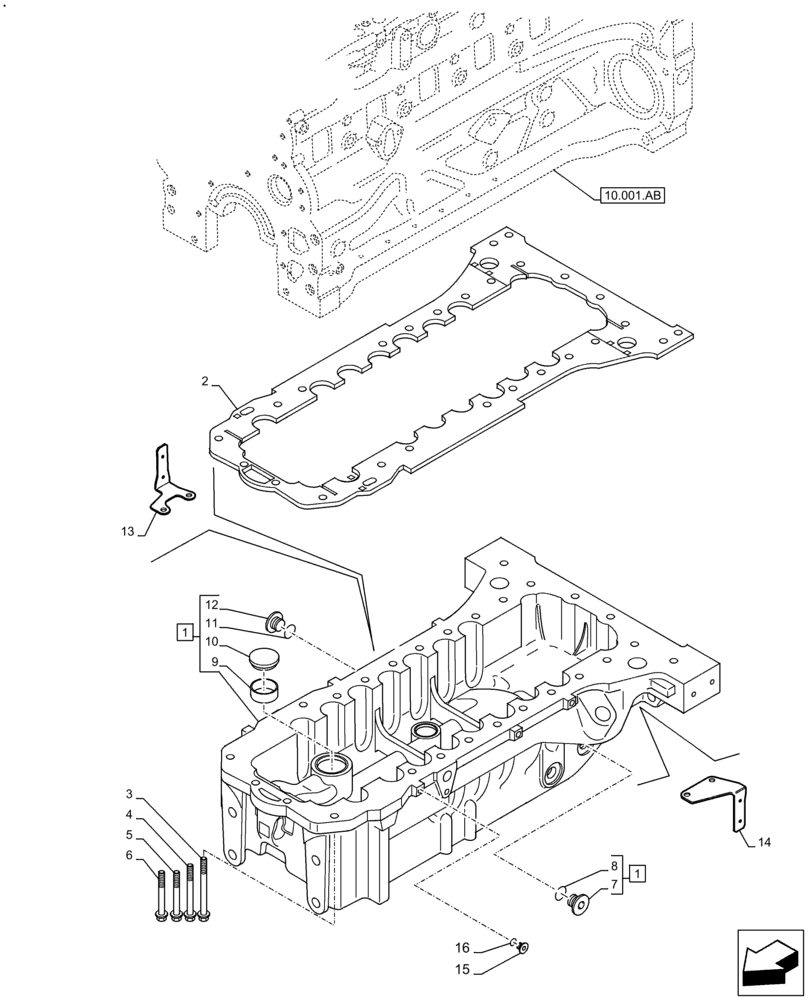 Схема запчастей Case F4DFE6132 B007 - (10.102.AP) - ENGINE OIL PAN (10) - ENGINE