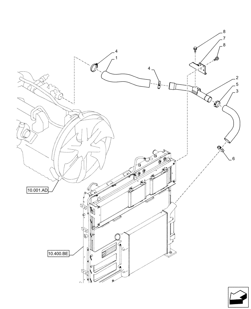 Схема запчастей Case CX350D LC - (10.310.AD) - AFTERCOOLER LINE, ENGINE (10) - ENGINE