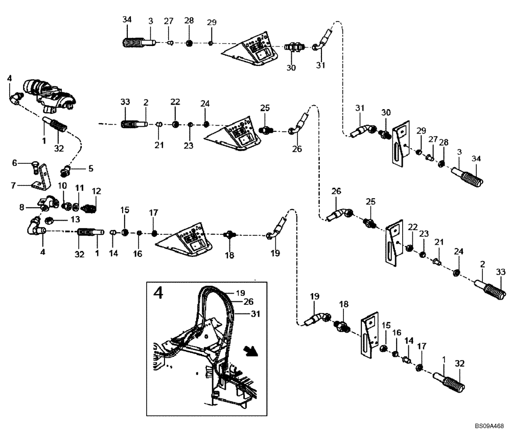 Схема запчастей Case 327B - (47A02002317[001]) - PNEUMATIC LINES INSTAL, BRAKE SYSTEM (P.I.N. HHD0327BN7PG57000 AND AFTER) (84193930) (09) - Implement / Hydraulics / Frame / Brakes