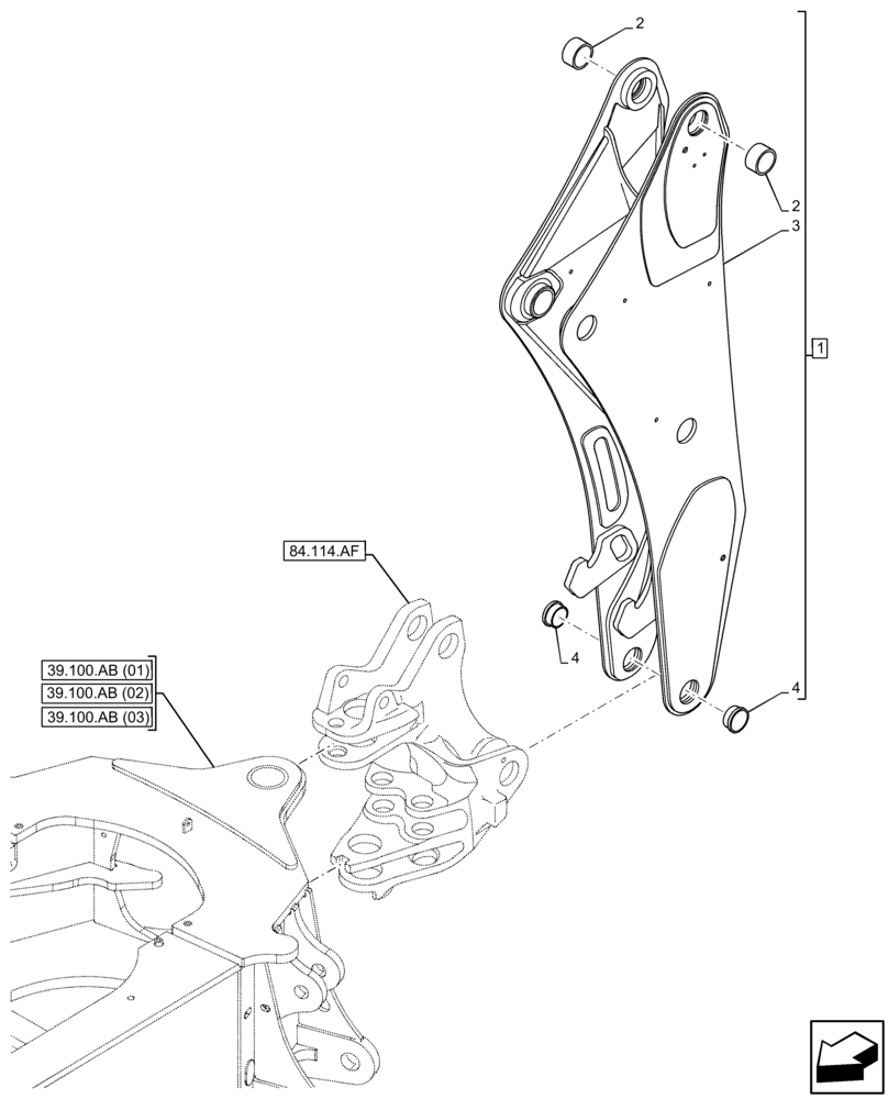 Схема запчастей Case 590SN - (84.910.AA[01]) - BOOM (84) - BOOMS, DIPPERS & BUCKETS