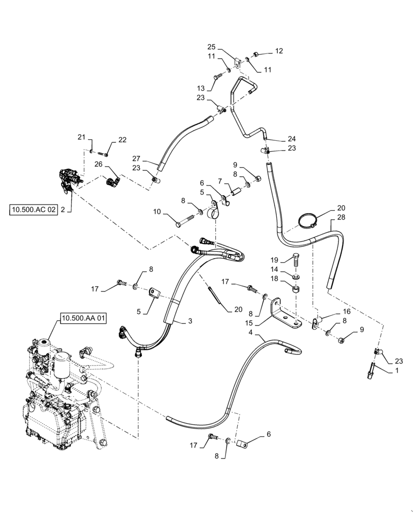 Схема запчастей Case 621F - (10.500.AD[01]) - DEF/ADBLUE LINES (10) - ENGINE