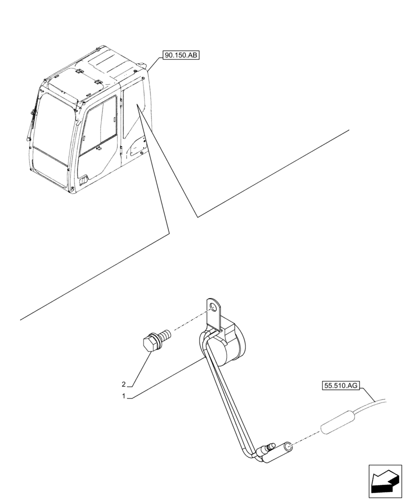 Схема запчастей Case CX210D LC LR - (55.408.AG[02]) - VAR - 781128 - HORN, QUICK COUPLER (55) - ELECTRICAL SYSTEMS